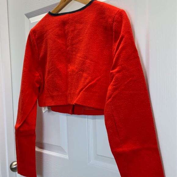 Anthropologie Red Maeve Cropped Shrunken Tweed Jacket Blazer - Picture 16 of 16
